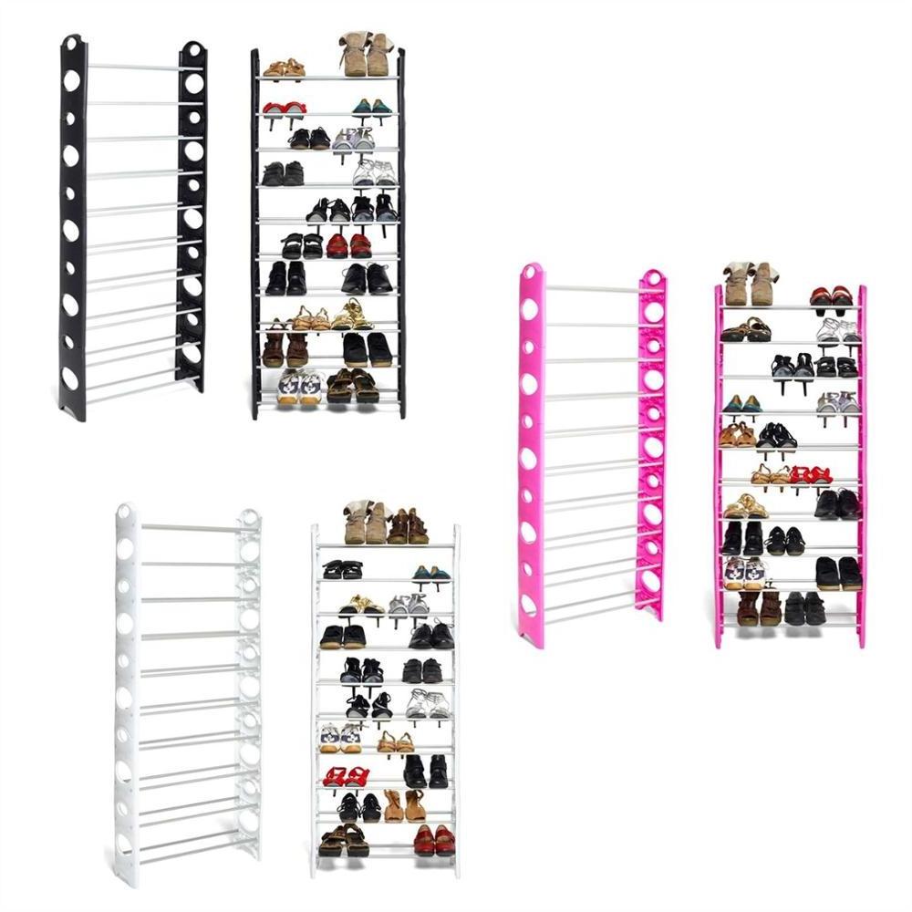 10 tiers Vertical stackable plastic shoe rack and shoes organizator