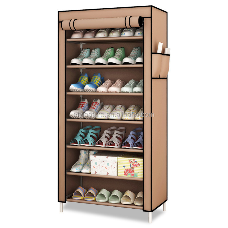 10 Tier Shoe Rack with Dustproof  Shoe Shelf Storage Organizer Dark Brown