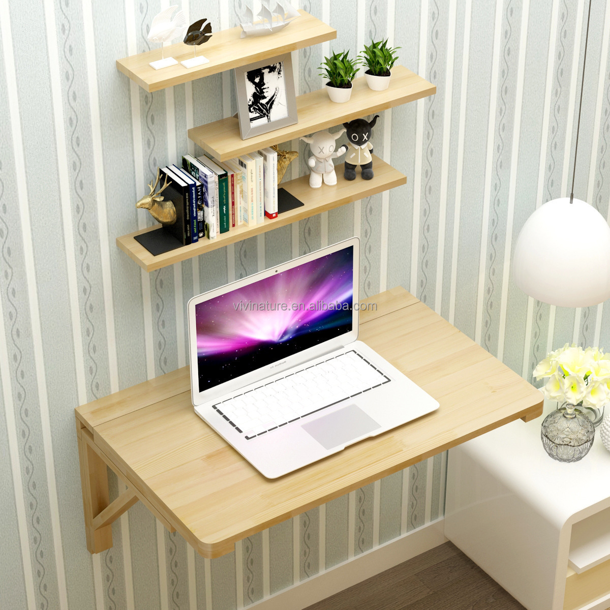 Solid wood wall mounted foldable dinner table and read desk