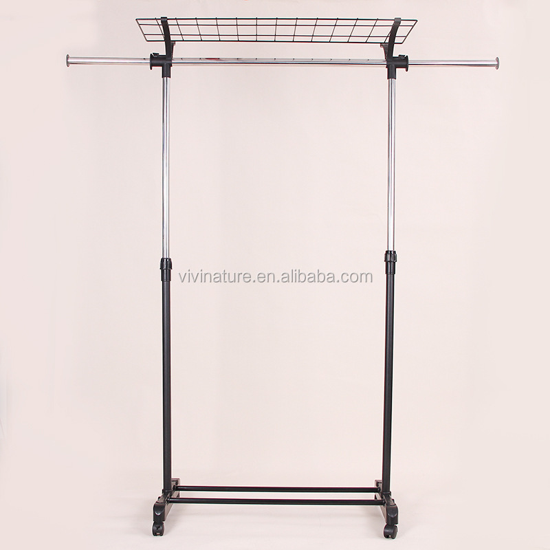 Telescopic Cloth drying rack with cloth rack with double pole