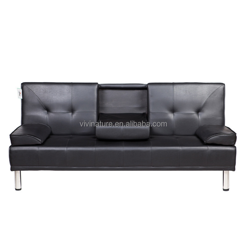 Modern Faux Leather Futon Sofa Bed Fold Up  And Down Recliner Couch