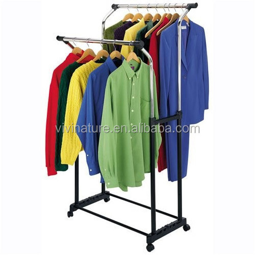 Telescopic Cloth drying rack with cloth rack with double pole