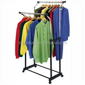 Telescopic Cloth drying rack with cloth rack with double pole