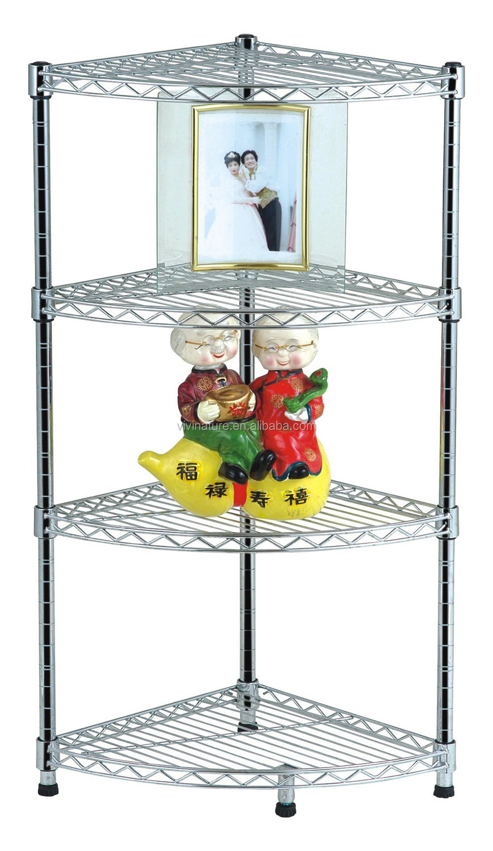 metal wire kitchen rack with 4 wheels, kitchen storage rack trolley cart