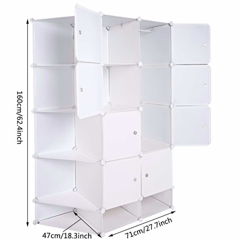 Plastic DIY Modular 15 Cube Wardrobe Closet Storage Organizer