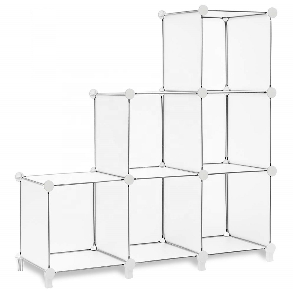 Plastic Cube Storage 6-Cube Closet Organizer Storage Shelves Cubes Organizer DIY Plastic Closet Cabinet Modular Book Shelf Organ