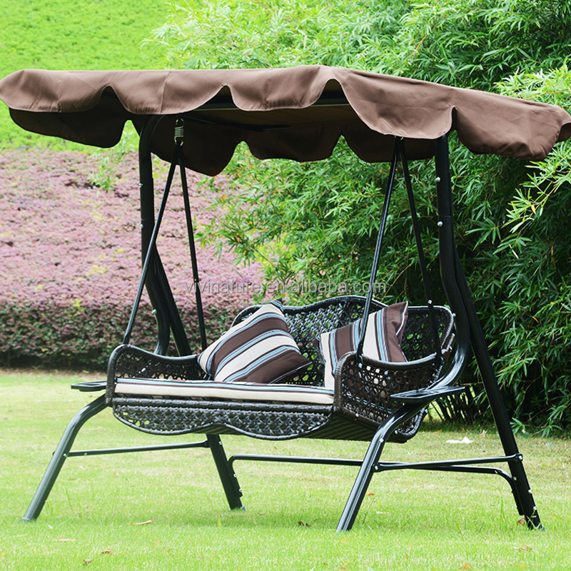 2 Person Outdoor rattan Patio Swing by Rattan fabrication Canopy Swing