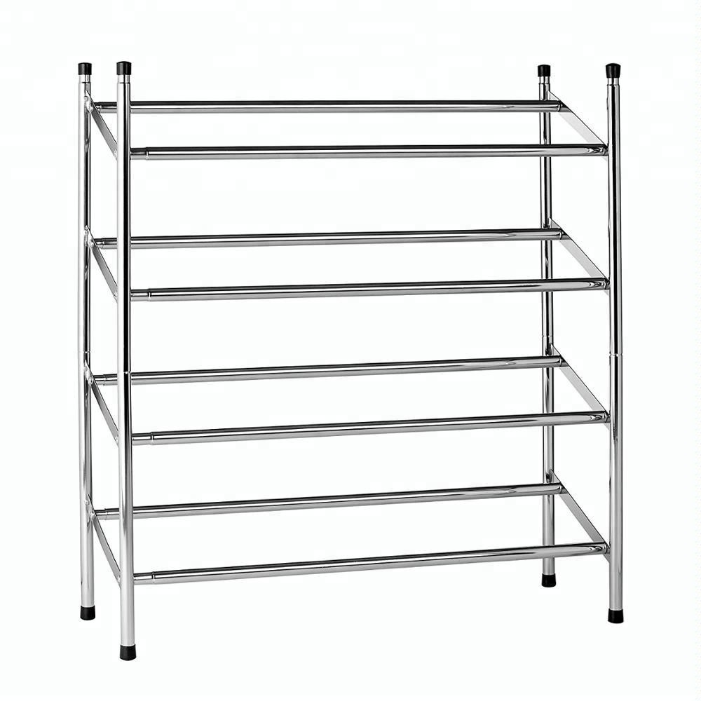 Expandable and Stackable 5 Tier Silver metal Shoe Rack Organizer