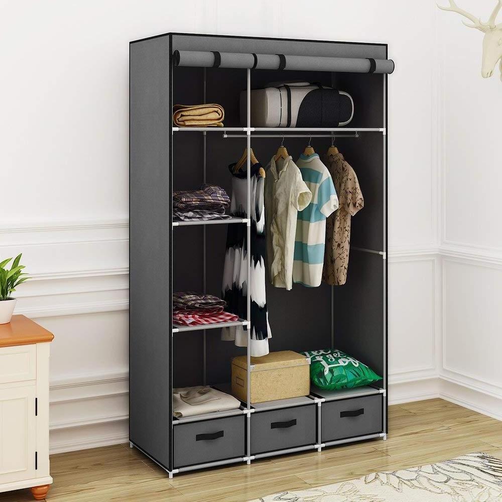 Big size Non woven Fabric Clothes Closet Storage  Wardrobe with 3 Drawers