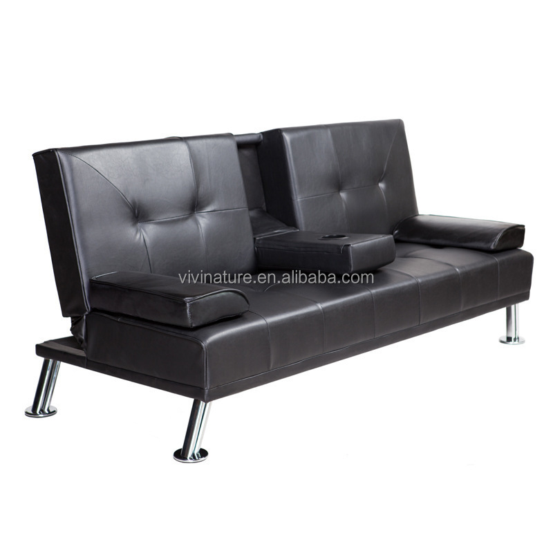 Modern Faux Leather Futon Sofa Bed Fold Up  And Down Recliner Couch