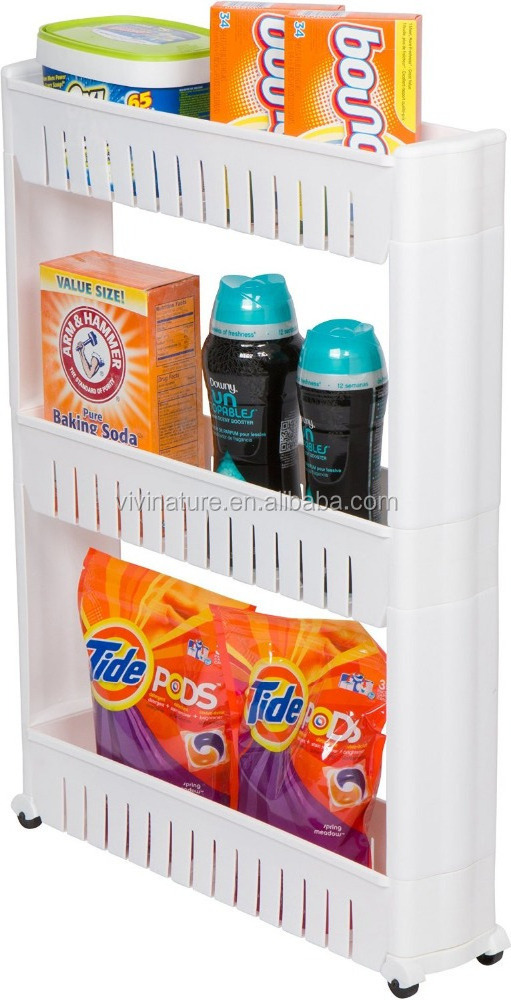 Slim Slide Out pantry Storage  Trolley Cart Tower for Laundry and Bathroom and Kitchen