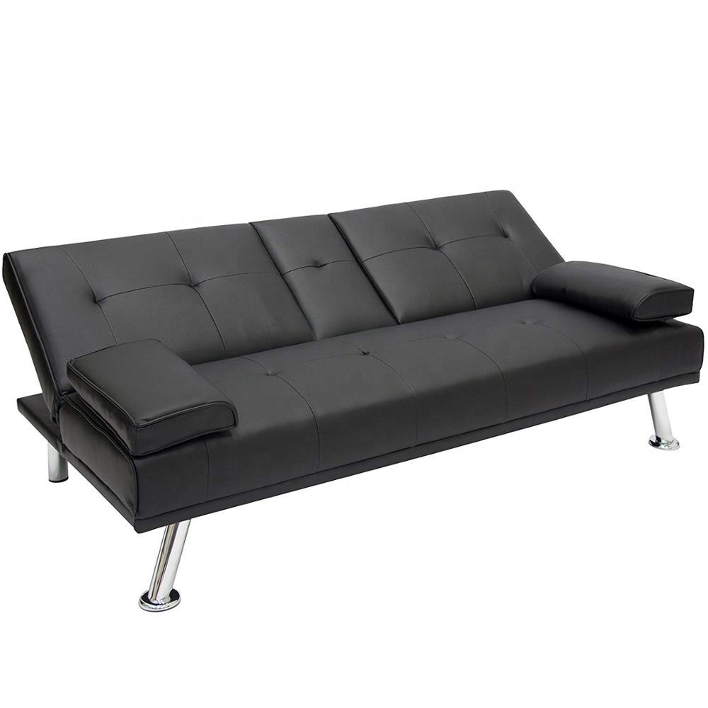 Modern Faux Leather Futon Sofa Bed Fold Up  And Down Recliner Couch