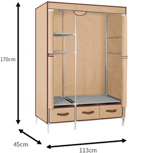 Big size Non woven Fabric Clothes Closet Storage  Wardrobe with 3 Drawers