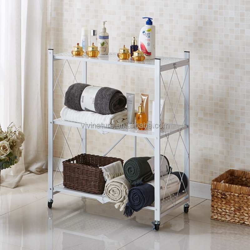 Heavy duty Folding metal storage shelf with wheels