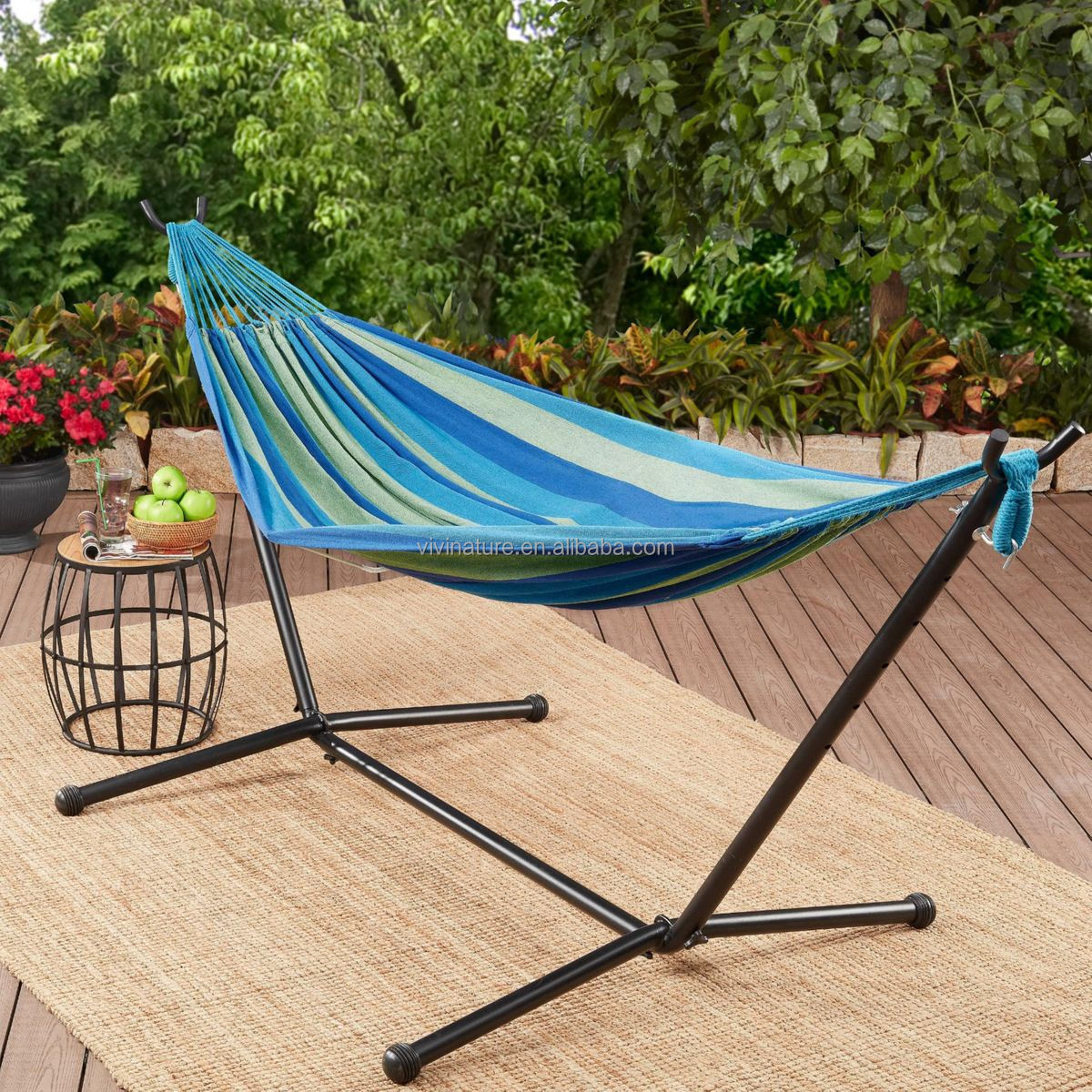 450 Pound Heavy Capacity Double Hammock with Space Saving Steel Stand With Portable Carrying Case