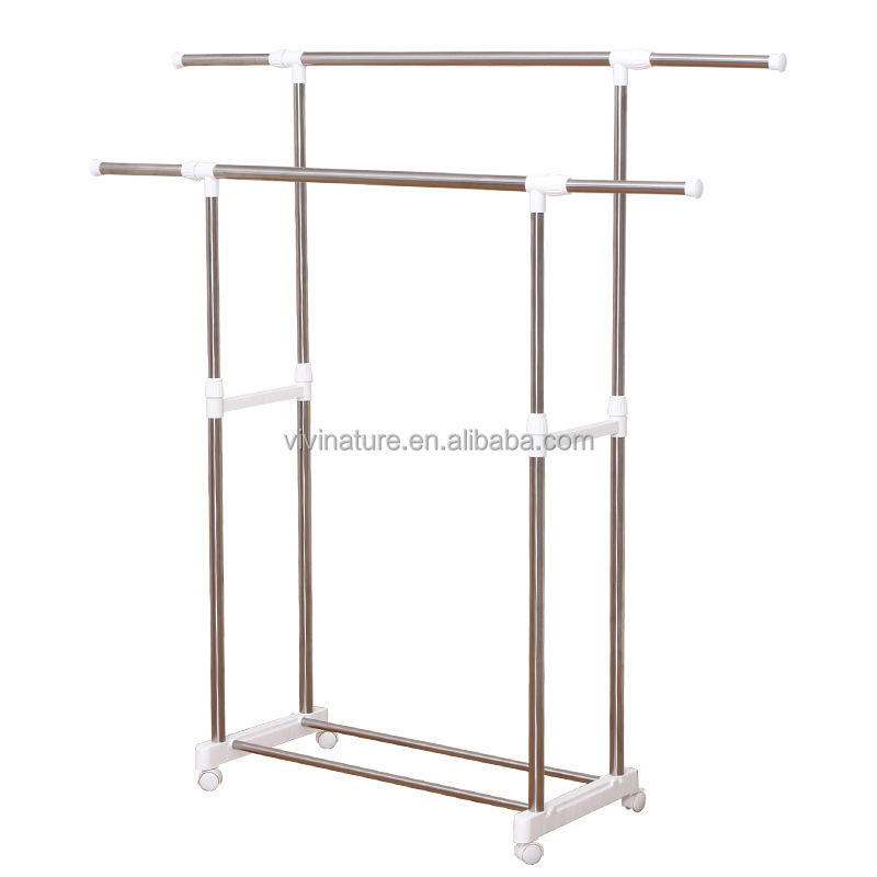 Double rod garment cloth telescopic cloth hanging Rack