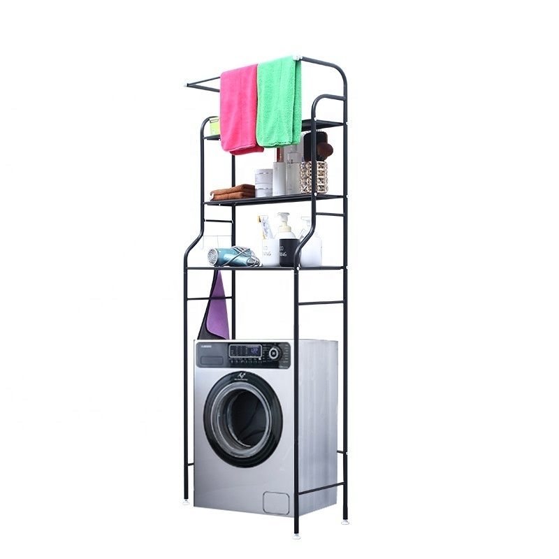 Adjustable Laundry Shelf Over Toilet Washing Machine Storage Rack Above Washer Dryer Standing Bathroom Organizer 3-Tier