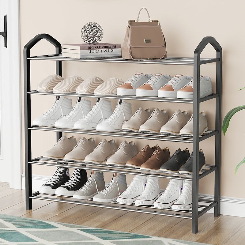 Shoe Rack 4 Tier, Small Shoe Rack Fits into Narrow Spaces, Plastic & Metal Shoe Rack, Easy to install