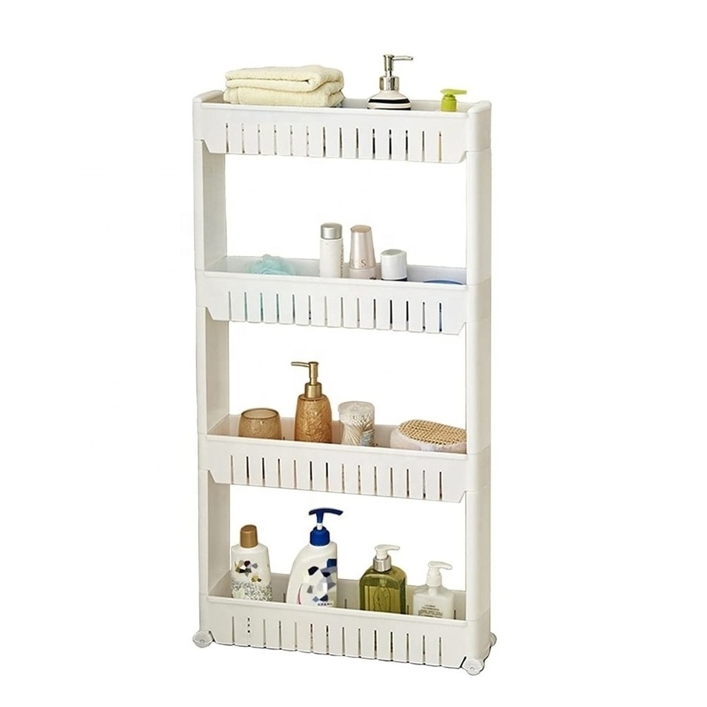 Slide out kitchen trolley rack holder slim storage 3 shelf organizer on wheels