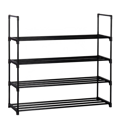 4-Tier Shoe Rack Storage Organizer Closet, Metal Cabinet Stackable Shoe Rack Tower, Space Saving Organizer Shoe She