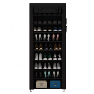 10 Tier Shoe Rack with Covers 27 Pair Large Tower Stackable Shoe Organizer with Dust proof Non-Woven Fabric Covers