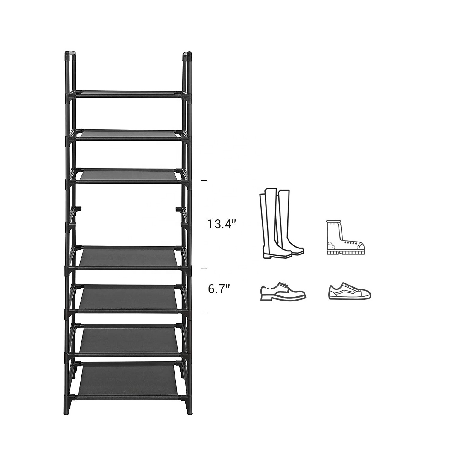 10 Tier Shoe Rack with Covers 27 Pair Large Tower Stackable Shoe Organizer with Dust proof Non-Woven Fabric Covers