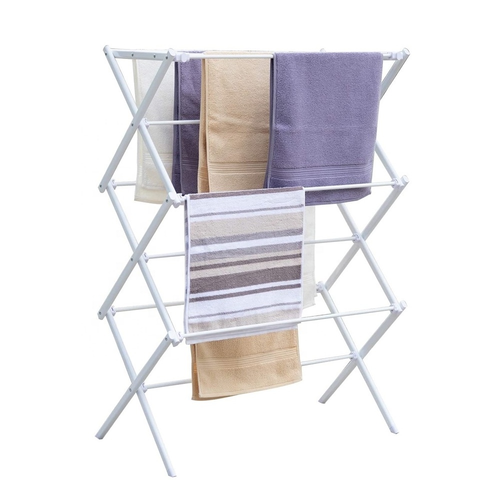 3 Tiers Extendable Clothes Drying Rack, Vertical Laundry Rack Portable and Collapsible for Storage Indoor Outdoor, White