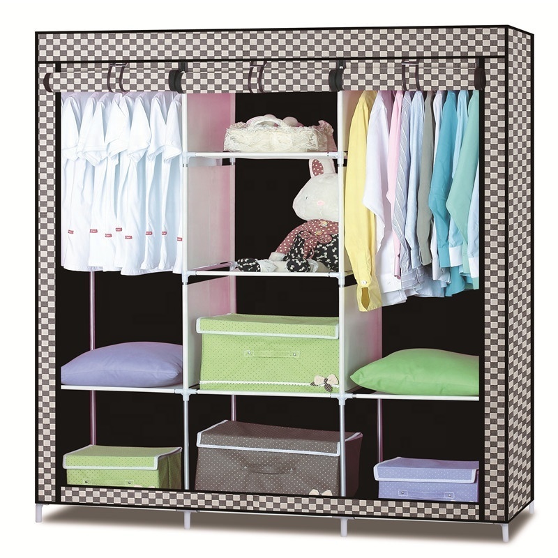 Portable Clothes Closet Wardrobe with Non-Woven Fabric and Hanging Rod