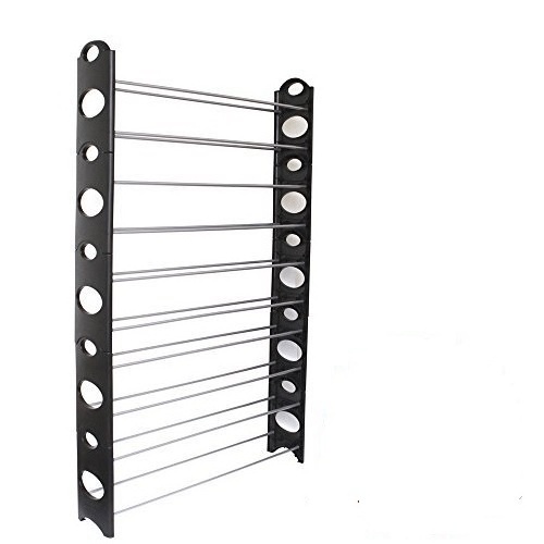 Hot sale 50 pairs folding stackable plastic shoe rack with 10 tiers