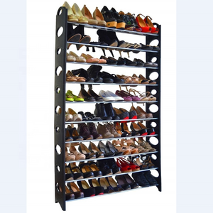 Hot sale 50 pairs folding stackable plastic shoe rack with 10 tiers