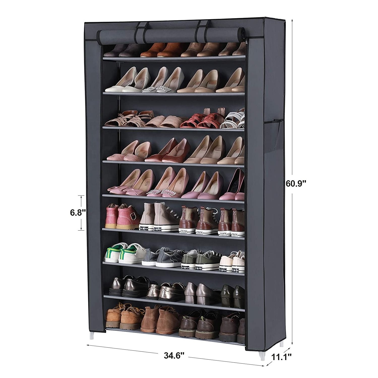 10 Tiers Shoe Rack Shoe Storage Organizer Cabinet Tower with Non-Woven Fabric Cover