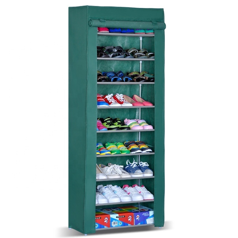 9-Tier Shoe Tower Rack with  fabric Covers 24-Pair Space Saving Shoe Storage Organizer