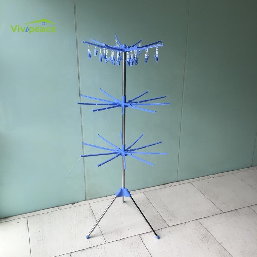 3 Tier umbrella Clothes Drying Rack Clothes Garment Rack Adjustable Laundry Rack with Foldable Wings Shape