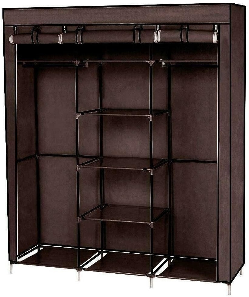 Portable Wardrobe Closet Clothes Organizer No-Woven Fabric Cover with 6 Storage Shelves