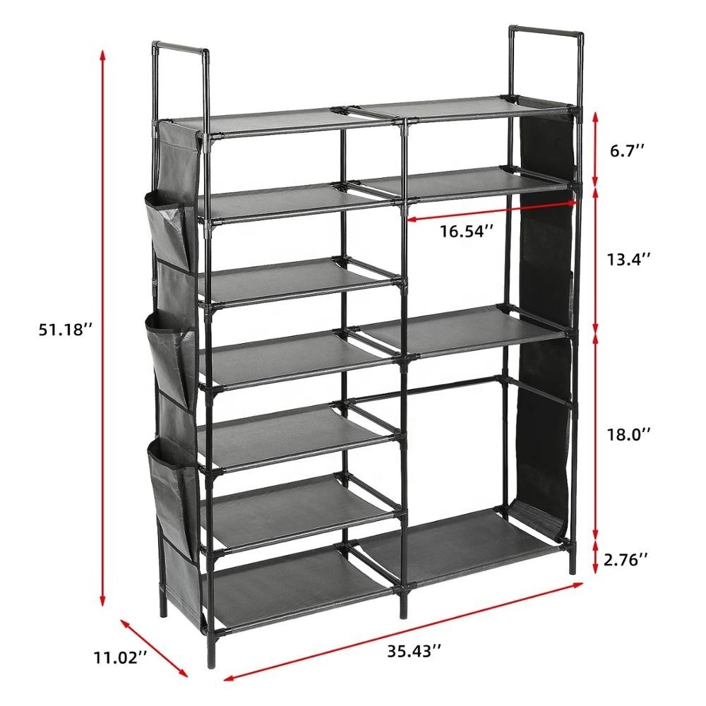 Shoe Rack Boots Storage Organizer 6 Tiers Closet Entryway Shelf Stackable Cabinet Tower Double Row Non-Woven Fabric