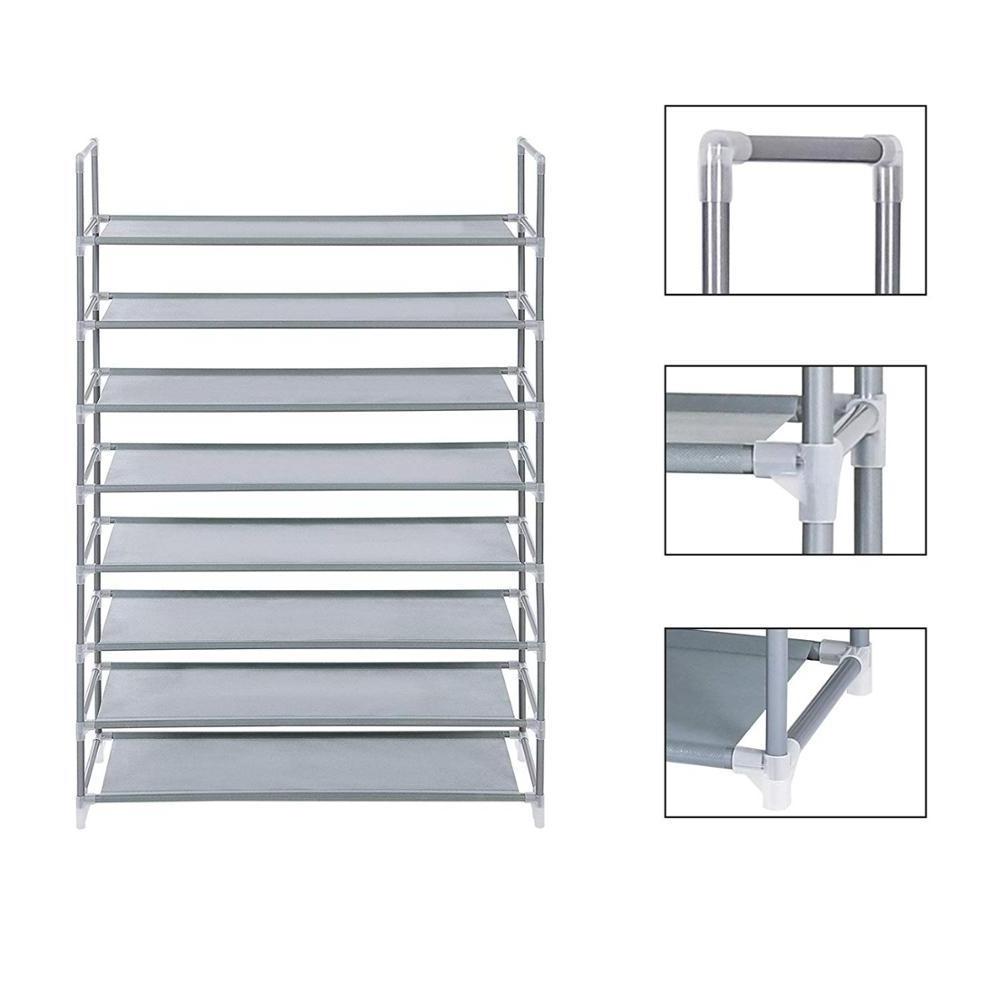 8 Tiers Utility Steel Shoe Rack Shoe Storage Organizer Cabinet Tower Stackable Shelves Holds 40 Pairs Of Shoes