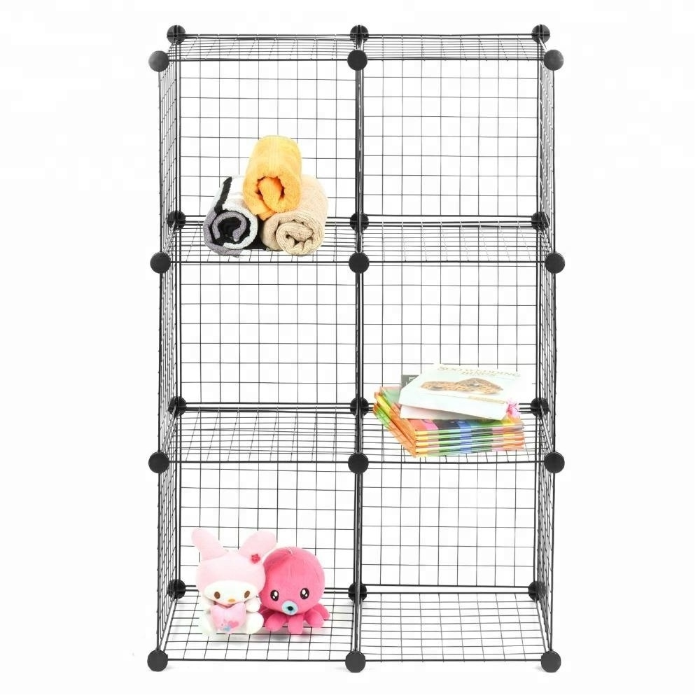 Metal Wire Cube Storage,6-Cube Shelves Organizer,Stackable Storage Bins