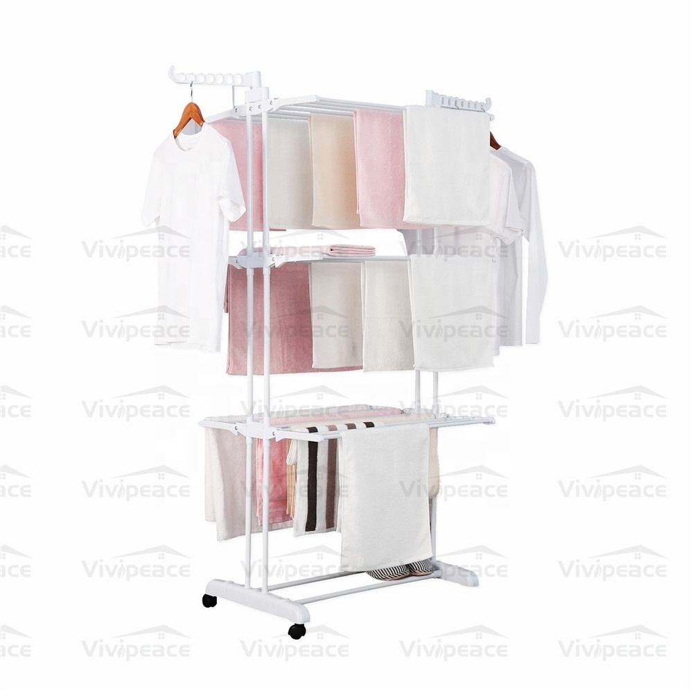 Multifunctional Folding clothes Drying laundry Rack with clothes hangers