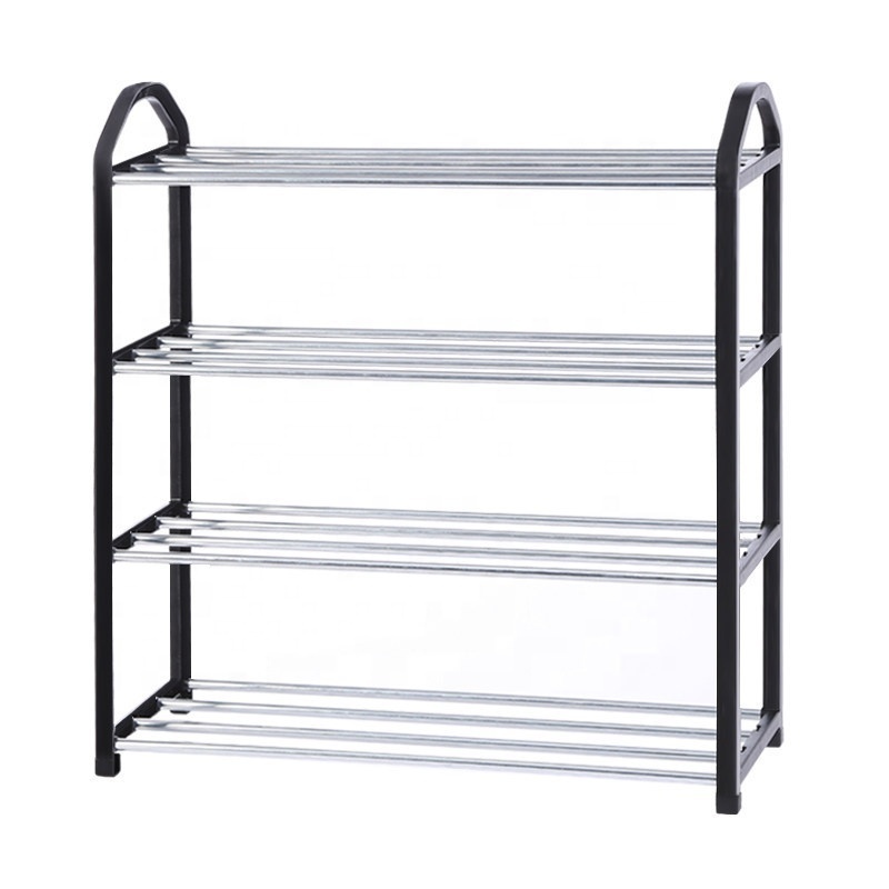 Shoe Rack 4 Tier, Small Shoe Rack Fits into Narrow Spaces, Plastic & Metal Shoe Rack, Easy to install