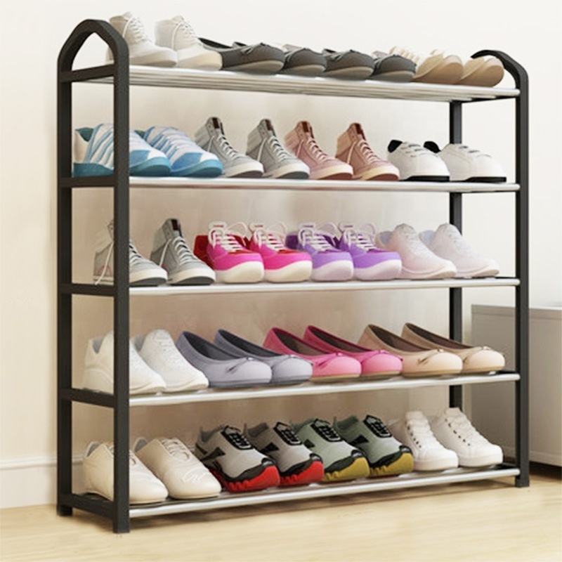 Shoe Rack 4 Tier, Small Shoe Rack Fits into Narrow Spaces, Plastic & Metal Shoe Rack, Easy to install