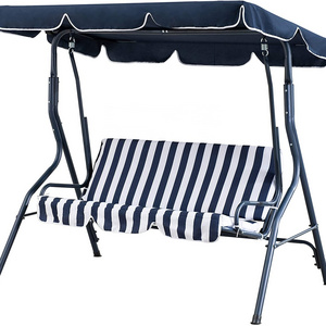 Outdoor 2-Seat Striped Patio Swing with Canopy