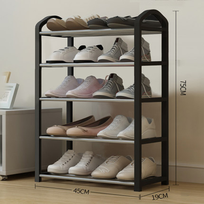 Shoe Rack 4 Tier, Small Shoe Rack Fits into Narrow Spaces, Plastic & Metal Shoe Rack, Easy to install