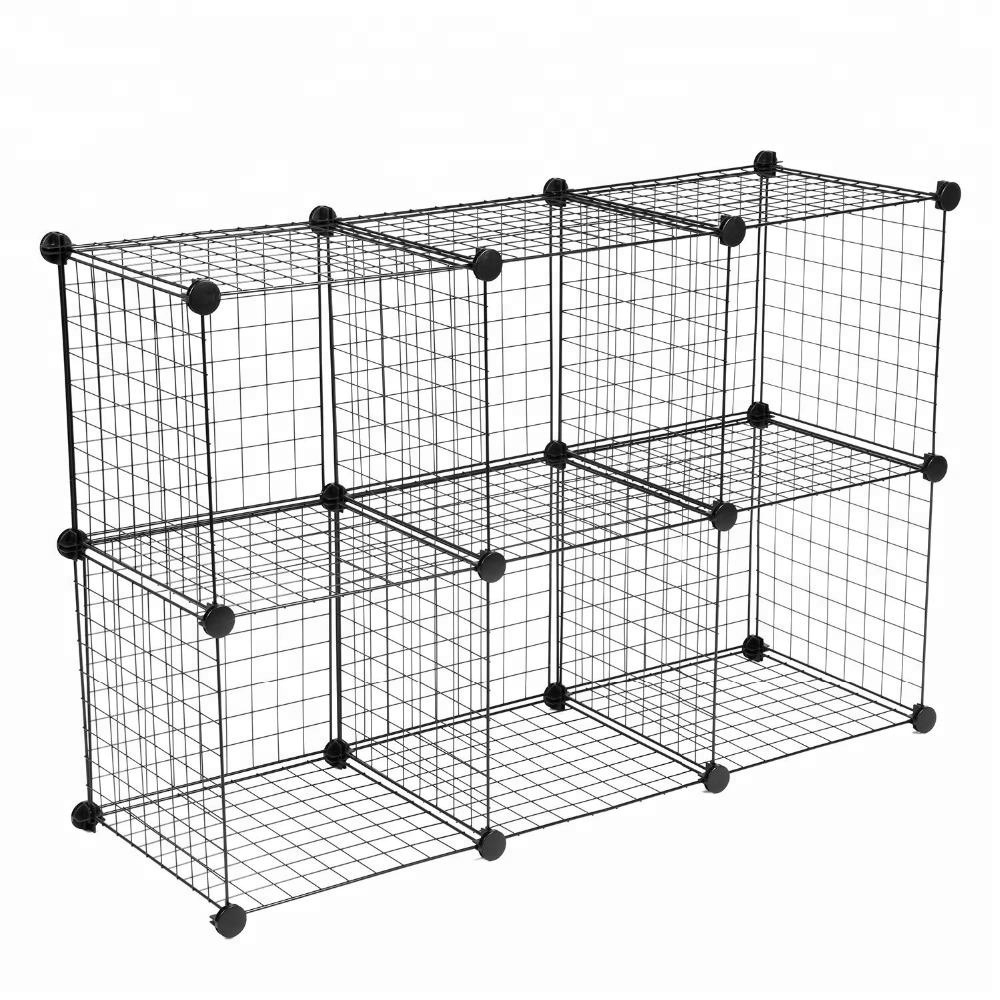 Metal Wire Cube Storage,6-Cube Shelves Organizer,Stackable Storage Bins