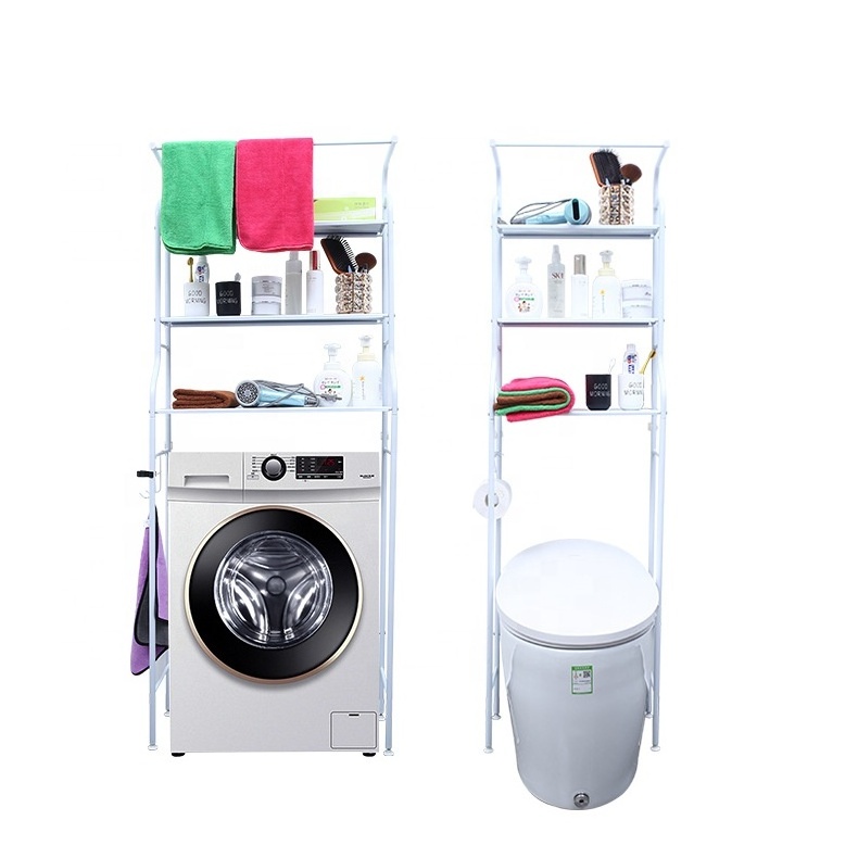 Adjustable Laundry Shelf Over Toilet Washing Machine Storage Rack Above Washer Dryer Standing Bathroom Organizer 3-Tier