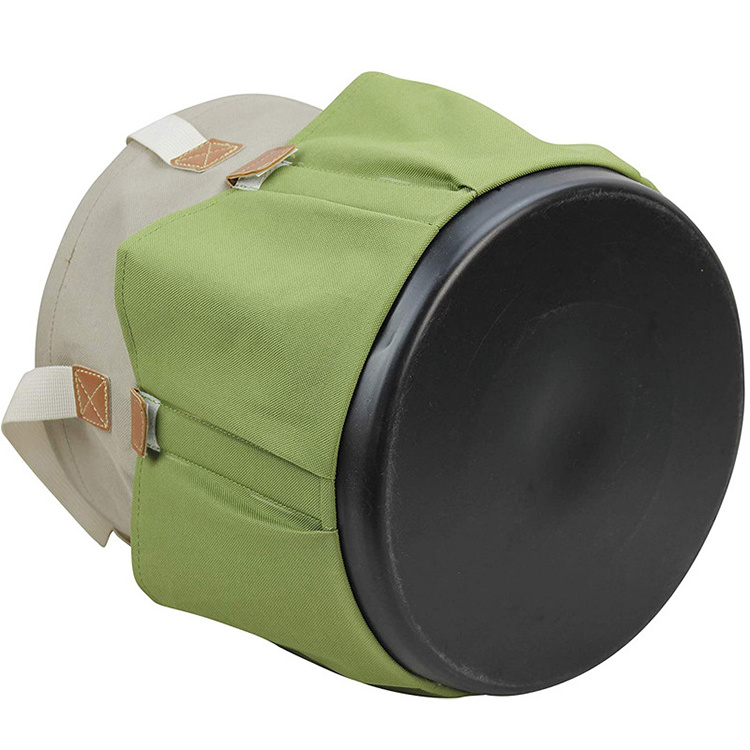 Custom foldable garden tool set tool assembly storage bag multiple pockets outdoor round garden tool bag