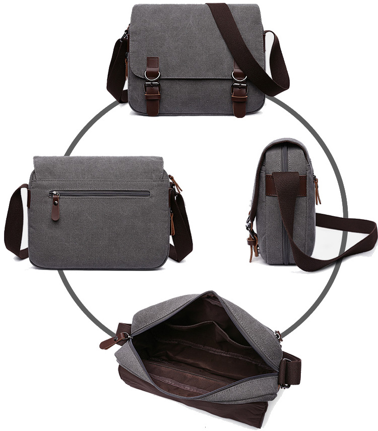 Eco-friendly Durable Small Blank Canvas Crossbody Shoulder Bag Work Messenger Bag For Men