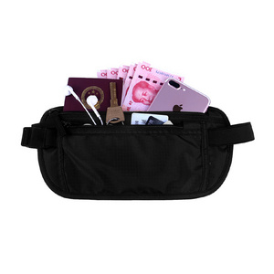 Unisex traveling nylon business passport fanny pack bum hip bag RFID waterproof money belt pack custom waist bag