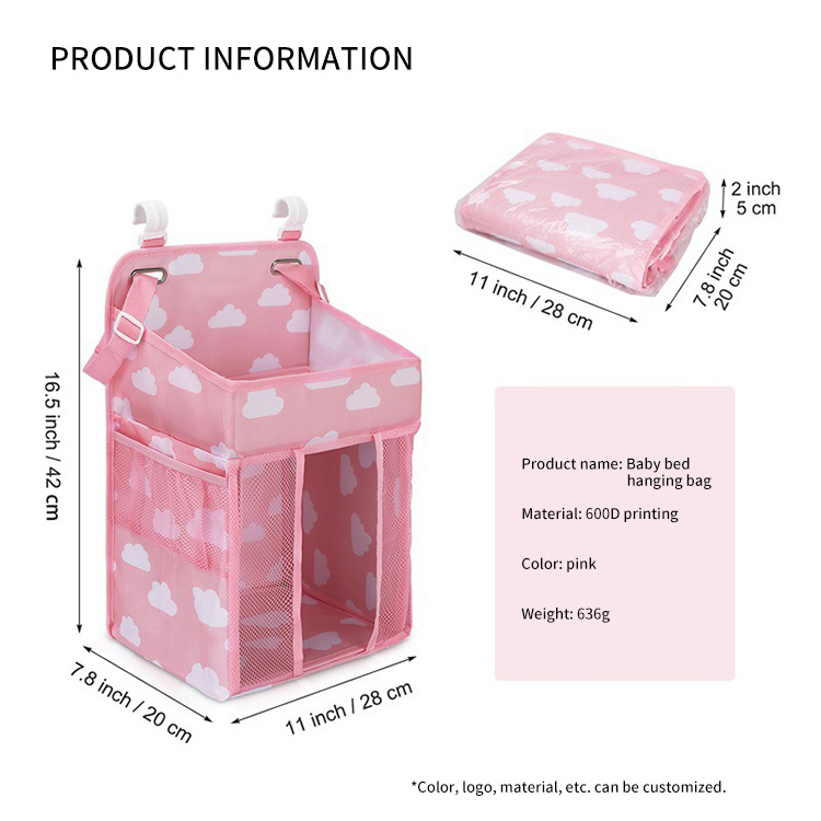 Custom Portable Baby Folding Nursery Crib Bed Hanging Storage Bag Baby hanging diaper organizer