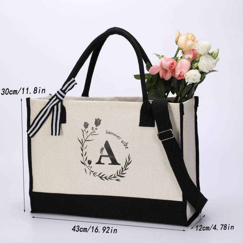 Christmas Gifts Grocery Shopping Jute Bag Canvas White Black Burlap Tote Bags With Shoulder Strap