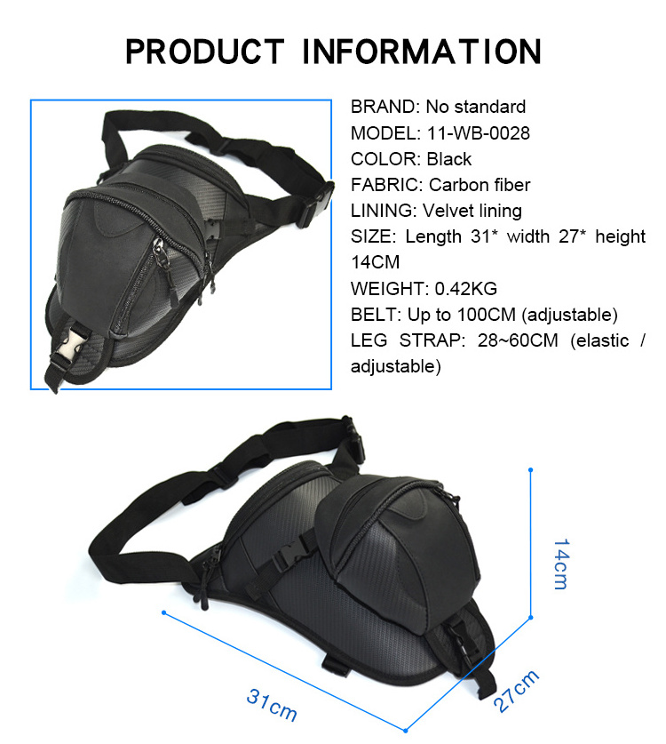 Black men motorcycle leg waist hip fanny pack outdoor waterproof shoulder cycle racing hiking tactical thigh bag